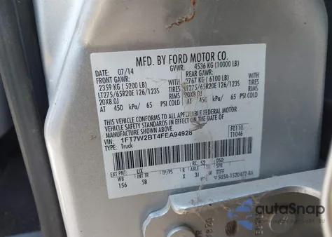 2015 Ford F-250 Lariat из США, поврежденный, VIN 1FT7W2BT4FEA94928